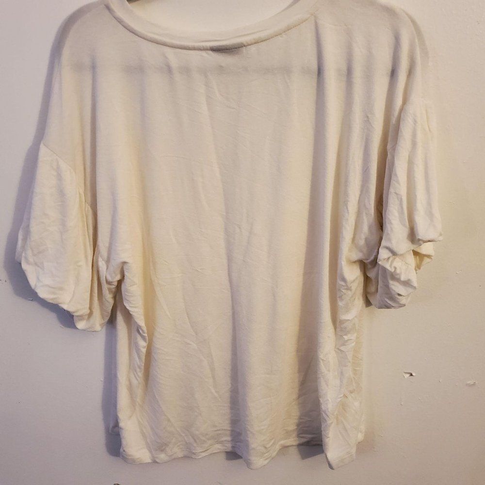 Bobeau Solid Bubble Sleeve Tee White Medium - image 2